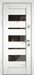 Уличная входная дверь со стеклом / утеплением и утончённым силуэтом линий №8 внутренняя - фото